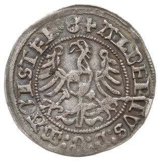 grosz 1513, Królewiec, na rewersie po NOS cztery kółka ułożone w krzyż, Neumann 35, Voss. 1144 (rzadki), ładny egzemplarz, pierwszy rok bicia monet Albrechta