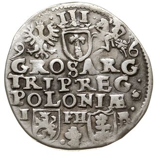 trojak 1596, Poznań, na awersie w napisie jako p