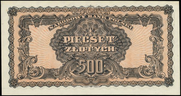 500 złotych 1944, w klauzuli OBOWIĄZKOWE, seria Ax 638037, Lucow 1144 (R5), Miłczak 119b, rzadkie i pięknie zachowane