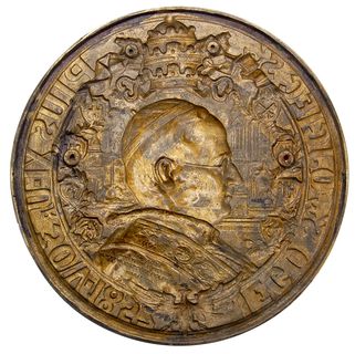 Pius XI - jednostronny medalion wydany nakładem Towarzystwa Popierania Wytwórczości Polskiej w Warszawie