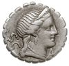 denar serratus 79 pne, Rzym, Aw: Głowa Wenus w prawo, za nią S C, przed nią A, Rw: Wiktoria w tryd..