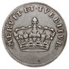 August III, żeton koronacyjny 1734, Aw: Korona i napis wokoło MERVIT ET TVEBITVR, Rw: Napis poziom..