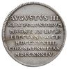 August III, żeton koronacyjny 1734, Aw: Korona i napis wokoło MERVIT ET TVEBITVR, Rw: Napis poziom..