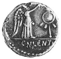 quinar- Cn. Lentulus Clodianus (88 p.n.e.), Aw: Głowa Jupitera w prawo, Rw:Victoria koronująca tro..