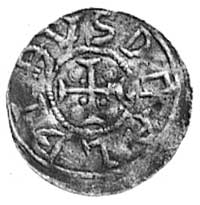 denar, Aw: Książę i św. Wojciech, Rw: Krzyż i napis DEALBIDVS, Kop.III.2 -R-,Str.381