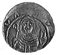 denar, Aw: Książę z mieczem, Rw: Popiersie biskupa, Kop.III.l -R-, Str.42.ao.