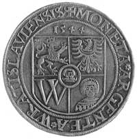 talar 1544, Wrocław, Aw: Herb Wrocławia i napis, Rw: Lew i w otoku napis, FbSg.3413, Dav.8993