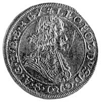 dukat 1671, Wiedeń, Aw: Popiersie cesarza i napis, Rw: Orzeł habsburski z tarcząherbową na piersi,..