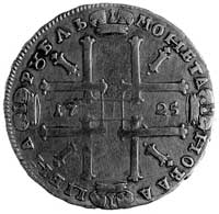 rubel 1725, Moskwa, Aw: Popiersie i napis, Rw: Krzyż złożony z 4 liter P i napis,Dav.1662
