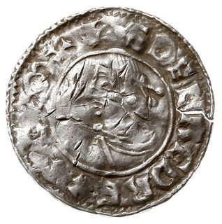 denar typu crux 991-997, mennica Northampton, mincerz Burninc, BVRNINC MO HAMT, S. 1148, N. 770, srebro 1.45 g, gięty, pęknięty krążek, rzadsza mennica
