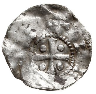 denar, Aw: Głowa króla w koronie na wprost, Rw: Krzyż z kulkami w kątach, Dbg. 578, Kluge 63, Ilisch 3.3, srebro 1.37 g, gięty