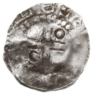 denar X w., Aw: Głowa w lewo, ... EX, Rw: Krzyż z kulkami w kątach, ... HERT..., Dbg 749 - podobny, srebro 1.24 g, gięty
