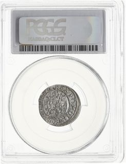 grosz 1617, Ryga, Aw: Tarcza herbowa pod koroną i napis w otoku SIGIS III D G REX PO M DL,  Rw: Jabłko królewskie, w otoku herb Lis i skrzyżowane klucze (herb Rygi), i napis GROS AR - GE CIV RIG,  Gerbaszewski 3 (RR), Górecki R.17.1.a, Hajlak’11 1047 (5R), Tyszk. 20, moneta w pudełku PCGS MS 63,  poszukiwana przez kolekcjonerów, bardzo rzadka i pięknie zachowana