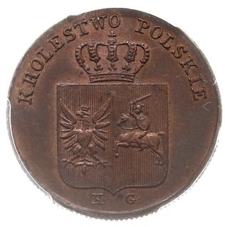 3 grosze (trojak) 1831, Warszawa, łapy Orła proste, kropka po POLS, Iger PL.31.1.a (R), Plage 282, Bitkin 8,  moneta w pudełku PCGS z oceną MS 64BN, rzadko spotykany w tak pięknym stanie zachowania