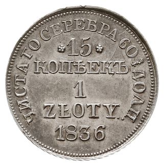 15 kopiejek = 1 złoty 1836 MW, Warszawa, na awer