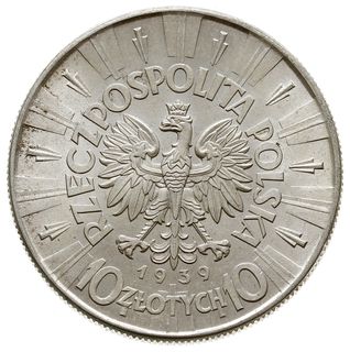 10 złotych 1939, Warszawa, Józef Piłsudski, Parchimowicz 124f, wyśmienite