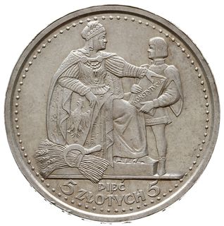 5 złotych 1925, Konstytucja, odmiana z 81 perełkami i znakiem mennicy, srebro 24.91 g, Parchimowicz 113b,  nakład 1000 sztuk, piękne