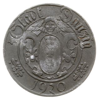 10 fenigów 1920, Gdańsk, odmiana z dużą cyfrą 10, Jaeger D.1b, Parchimowicz 52, rzadkie