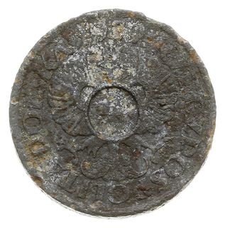 5 groszy 1939, cynk, moneta bez otworu z wyraźnie zaznaczonym dla niego miejscem, Parchimowicz 9.b, ślady korozji, bardzo rzadkie
