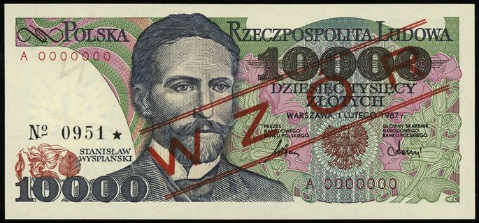 10.000 złotych 1.02.1987, seria A, numeracja 000