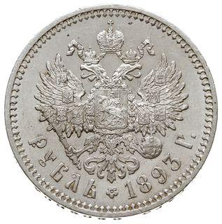 rubel 1893 АГ, Petersburg, Bitkin 77, Kazakov 778, pięknie zachowany z dużym blaskiem menniczym, rzadki