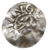 naśladownictwo denara saksońskiego Bernarda I lub II z lat ok. 1010-1020, Aw: Stylizowana głowa w ..