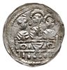 denar z lat 1157-1166, Aw: Popiersie księcia na wprost trzymającego miecz, BOLEZLAS, Rw: Trzej ksi..