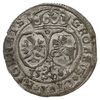 grosz 1581, Ryga, rzadki typ monety - na rewersie herby Rzeczpospolitej, pełna data poniżej i roze..