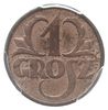 1 grosz 1933, Warszawa, Parchimowicz 101h, moneta w pudełku PCGS MS64RB, piękny z naturalnym  kolo..