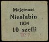 Majętność Niesłabin, bon na 10 szefli 1934, przestemplowane na 1937 rok, na stronie odwrotnej piec..