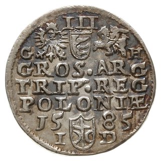 trojak 1585, Olkusz, odmiana z literą G-H obok Orła i Pogoni, na awersie POL M D L
