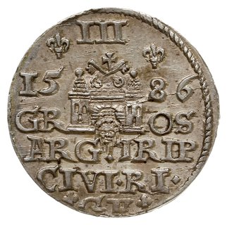 trojak 1586, Ryga, duża głowa króla