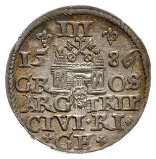 trojak 1586, Ryga, mała głowa króla