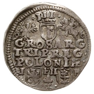 trojak 1596, Poznań, końcówka napisu na awersie M.D.LIT., skrócona data po bokach Orła i Pogoni
