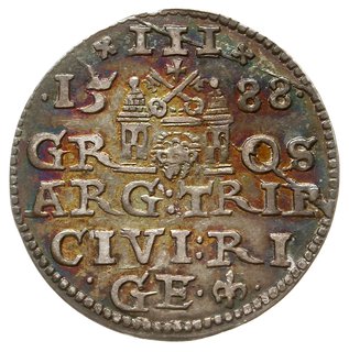 trojak 1588, Ryga, duże popiersie króla; Iger R.