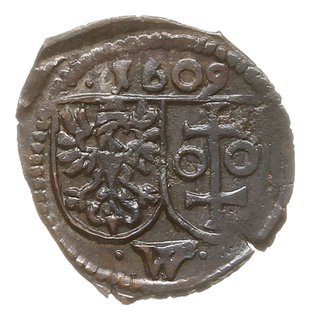 denar jednostronny 1609, Wschowa, z pełną datą