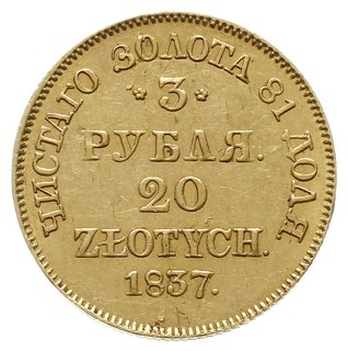 3 ruble = 20 złotych 1837, Warszawa