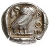 tetradrachma ok. 480-400 pne; Aw: Głowa Ateny w hełmie w prawo; Rw: Sowa stojąca w prawo, z lewej ..