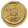 solidus ok. 566, Konstantynopol; Aw: Popiersie cesarza na wprost, trzymającego glob z Wiktorią dek..