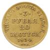 3 ruble = 20 złotych 1834 П-Д / СПБ, Petersburg; złoto 3.89 g; Plage 299, Bitkin 1075 (R), H.Cz. 4..