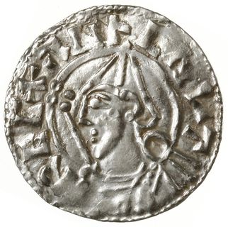 denar typu pointed helmet, 1024-1030, mennica Londyn, mincerz Eadric