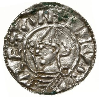 denar typu pointed helmet, 1024-1030, mennica Londyn, mincerz Leofsige