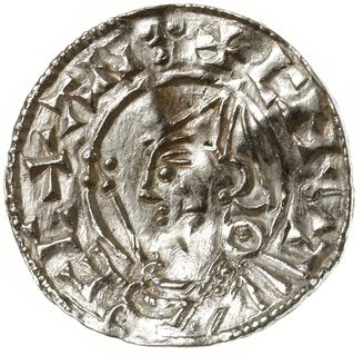 denar typu pointed helmet, 1024-1030, mennica Londyn, mincerz Leofstan