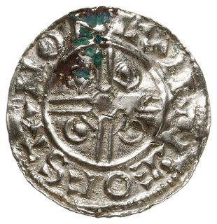 denar typu pointed helmet, 1024-1030, mennica Londyn, mincerz Leofstan