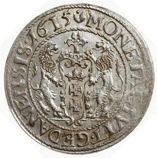 ort 1615, Gdańsk; duża głowa króla, kropka nad ł