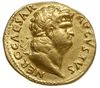 aureus 65-66, Rzym; Aw: Popiersie cesarza w prawo, NERO CAESAR AVGVSTVS; Rw: Salus siedząca  na tr..