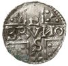 denar 1010-1029, Augsburg, mincerz Vilja; Aw: Krzyż dwunitkowy, w nim wpisany BRVNO ES; Rw: Dach k..