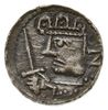 denar królewski; Aw: Popiersie króla z uniesiony