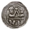 denar z lat 1146-1157; Aw: Dwaj książęta siedzący wspólnie za stołem, skierowani ku sobie trzymają..