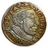 trojak 1588, Olkusz; duża głowa króla, na rewersie litery I-D (inicjały Jana Dulskiego - podskarbi..